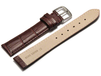 Watch Strap - Bordeaux Coloured Croc Grained Genuine Leather