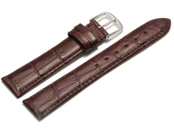 Watch Strap - Bordeaux Coloured Croc Grained Genuine Leather 8mm Steel