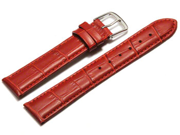 Watch Strap - Red Coloured Croc Grained Genuine Leather