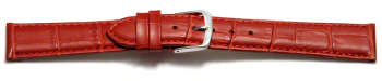 Watch Strap - Red Coloured Croc Grained Genuine Leather