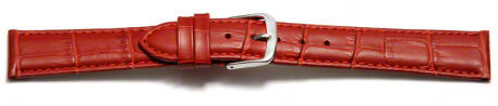 Watch Strap - Red Coloured Croc Grained Genuine Leather 8mm Steel