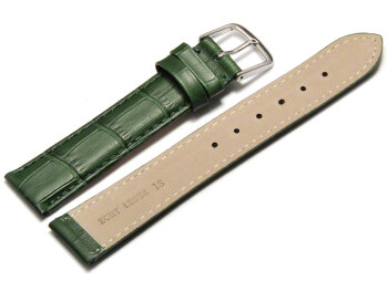 Watch Strap - Green Coloured Croc Grained Genuine Leather 20mm Steel