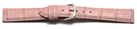 Watch Strap - Pink Coloured Croc Grained Genuine Leather