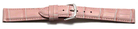Watch Strap - Pink Coloured Croc Grained Genuine Leather 8mm Steel