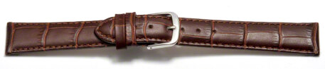 Watch Strap - Dark Brown Coloured Croc Grained Genuine Leather