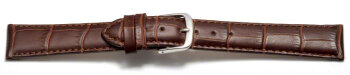 Watch Strap - Dark Brown Coloured Croc Grained Genuine Leather