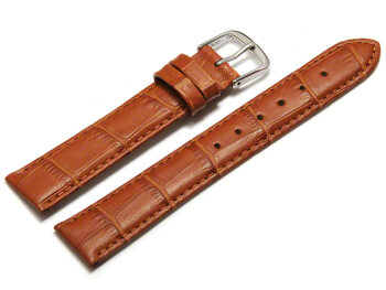 Watch Strap - Light Brown Coloured Croc Grained Genuine Leather