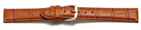 Watch Strap - Light Brown Coloured Croc Grained Genuine Leather 8mm Steel