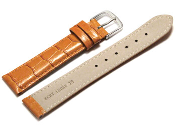 Watch Strap - Shiny Orange Coloured Croc Grained Leather