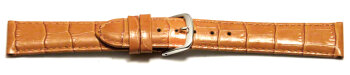 Watch Strap - Shiny Orange Coloured Croc Grained Leather 14mm Steel