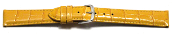 Watch Strap - Shiny Yellow Coloured Croc Grained Leather