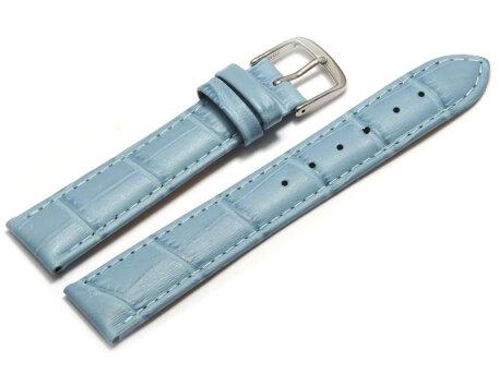 Watch Strap - Light Blue Coloured Croc Grained Leather