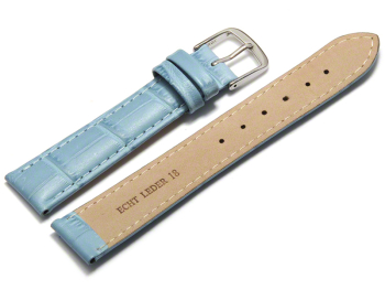 Watch Strap - Light Blue Coloured Croc Grained Leather