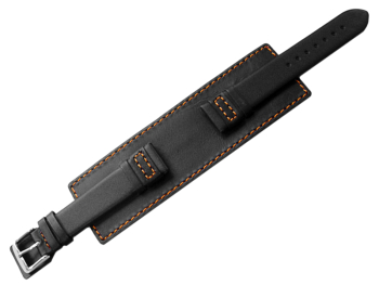 Watch band - Genuine leather - with full Pad - black -...