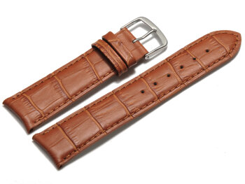 Watch band - Genuine Calfskin - curved ends - light brown 18mm Steel