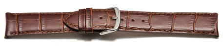 Watch band - Genuine Calfskin - curved ends - dark brown 18mm Steel
