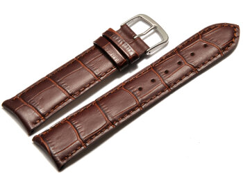 Watch band - Genuine Calfskin - curved ends - dark brown 18mm Steel