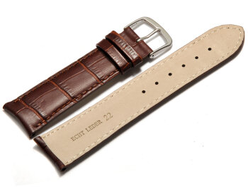 Watch band - Genuine Calfskin - curved ends - dark brown 18mm Steel