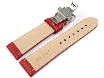 Butterfly - Genuine leather - Grained - red 18mm 20mm...