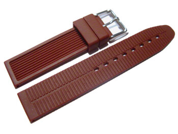 Watch strap - Silicone - Stripes - Waterproof - bordeaux