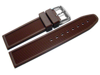 Watch strap - Silicone - Stripes - Waterproof - brown
