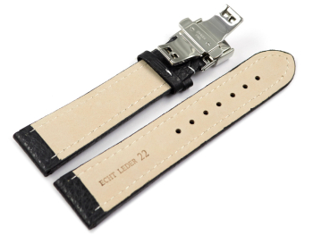 Butterfly - Genuine leather - Grained - black white stich...