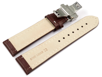 Butterfly - Watch strap - Genuine leather - croco print -...