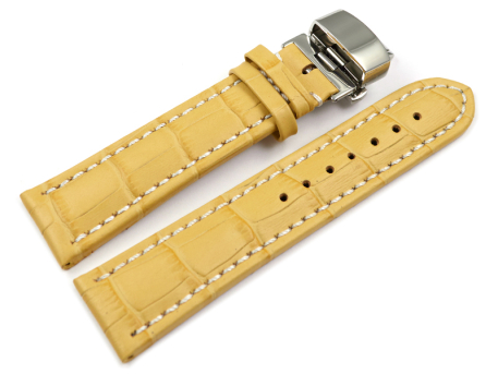 Butterfly - Watch strap - Genuine leather - croco print -...