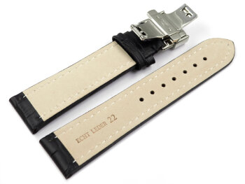 Butterfly - Watch strap - Genuine leather - croco print -...