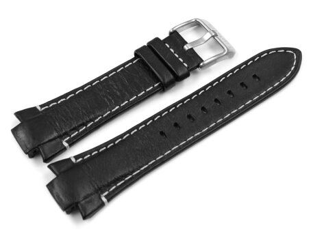 Lotus Watch / Replacement Band for15380 - Leather - Black - White Stitching