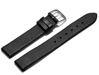 Watch strap - genuine leather - for fixed pins - black 8mm Steel