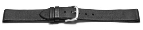 Watch strap - genuine leather - for fixed pins - black 15mm Steel