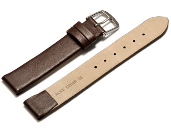 Watch strap - genuine leather - for fixed pins - brown 16mm Gold