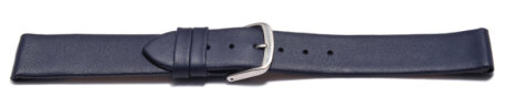 Watch strap - genuine leather - for fixed pins - blue 16mm Steel
