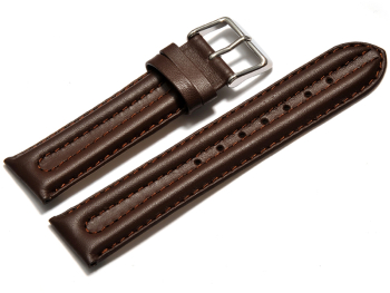 Watch strap - Genuine leather - smooth - dark brown