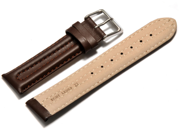 Watch strap - Genuine leather - smooth - dark brown