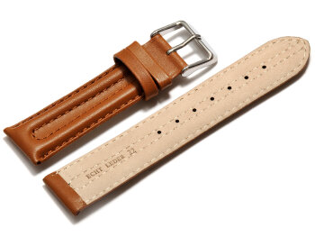 Watch strap - Genuine leather - smooth - light brown 22mm Steel