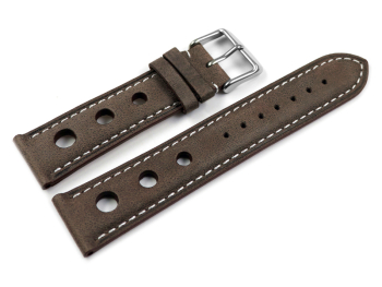 Watch strap - smooth - three holes - dark brown