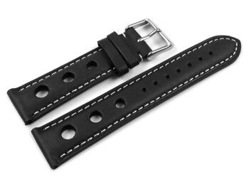 Watch strap - smooth - three holes - black