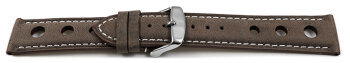 Watch strap - smooth - three holes - dark brown 20mm Steel