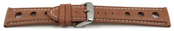 Watch strap - smooth - three holes - light brown 22mm Steel