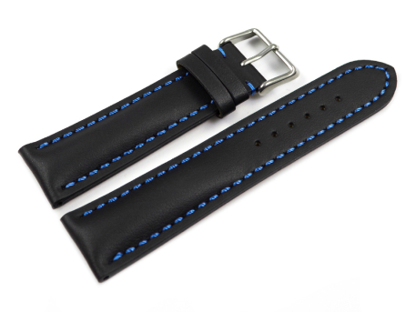 Watch strap - strong padded - smooth - black with blue...