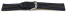 Watch strap - strong padded - smooth - black with blue stitch 18mm Steel