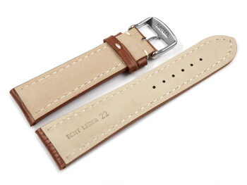 Watch band - strong padded - croco print - light brown 24mm Steel