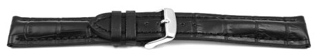 Watch band - strong padded - croco print - black TiT 22mm Steel