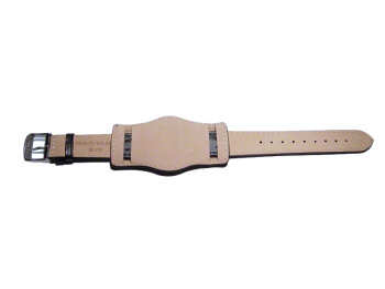 Watch band - Genuine leather - BW - with Pad - black 22mm Steel