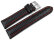 Watch strap - Genuine leather - carbon print - black with red stitch 22mm Steel