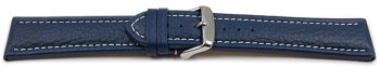 Watch strap - Genuine grained leather - blue 20mm Steel
