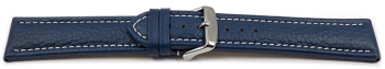 Watch strap - Genuine grained leather - blue 24mm Steel