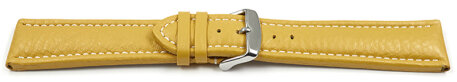 Watch strap - Genuine grained leather - yellow 20mm Steel
